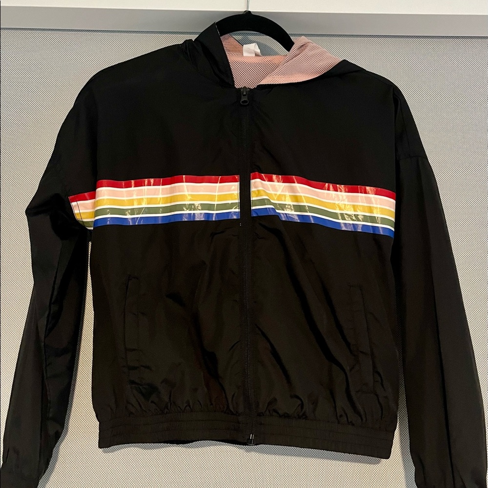 Ideology Black Fleece Rainbow Jacket with Hood